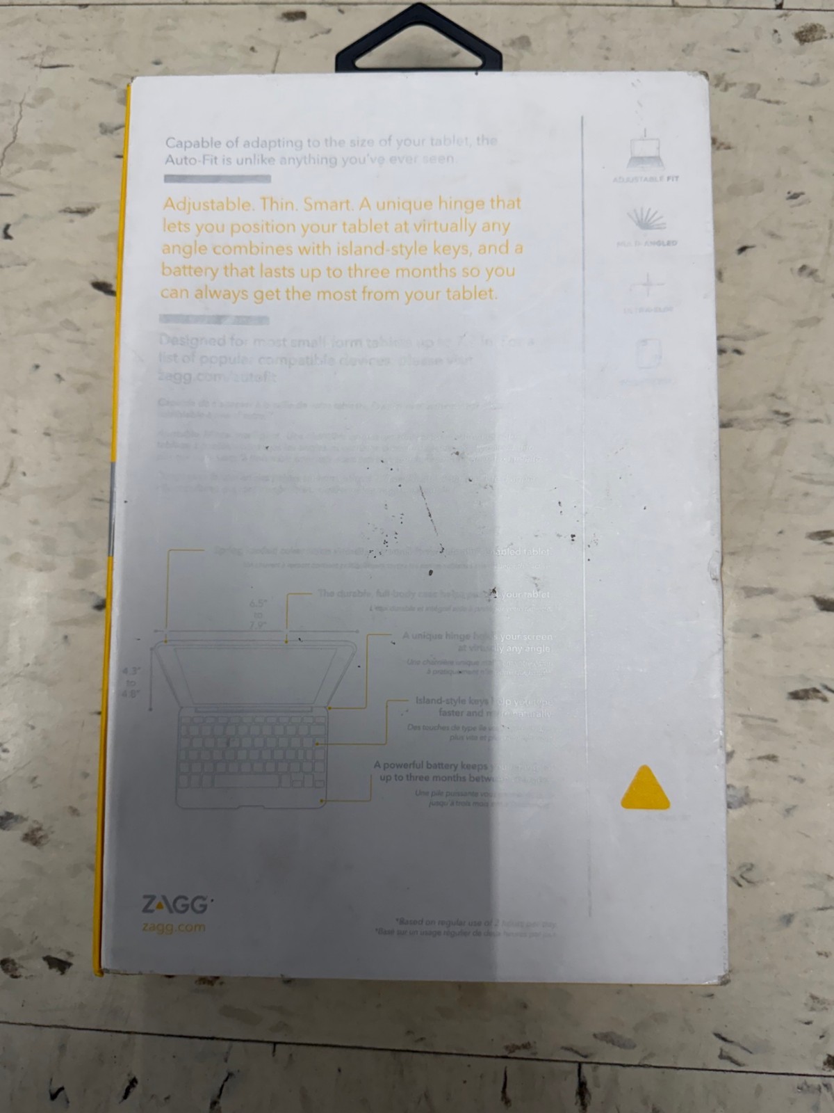 ZAGG Auto-Fit Universal Folio Bluetooth Keyboard for 7in Tablets - Open Box