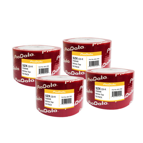 200 PC PioData 52X 700MB 80MIN CD-R White Top non-printable Blank Disc 831-700