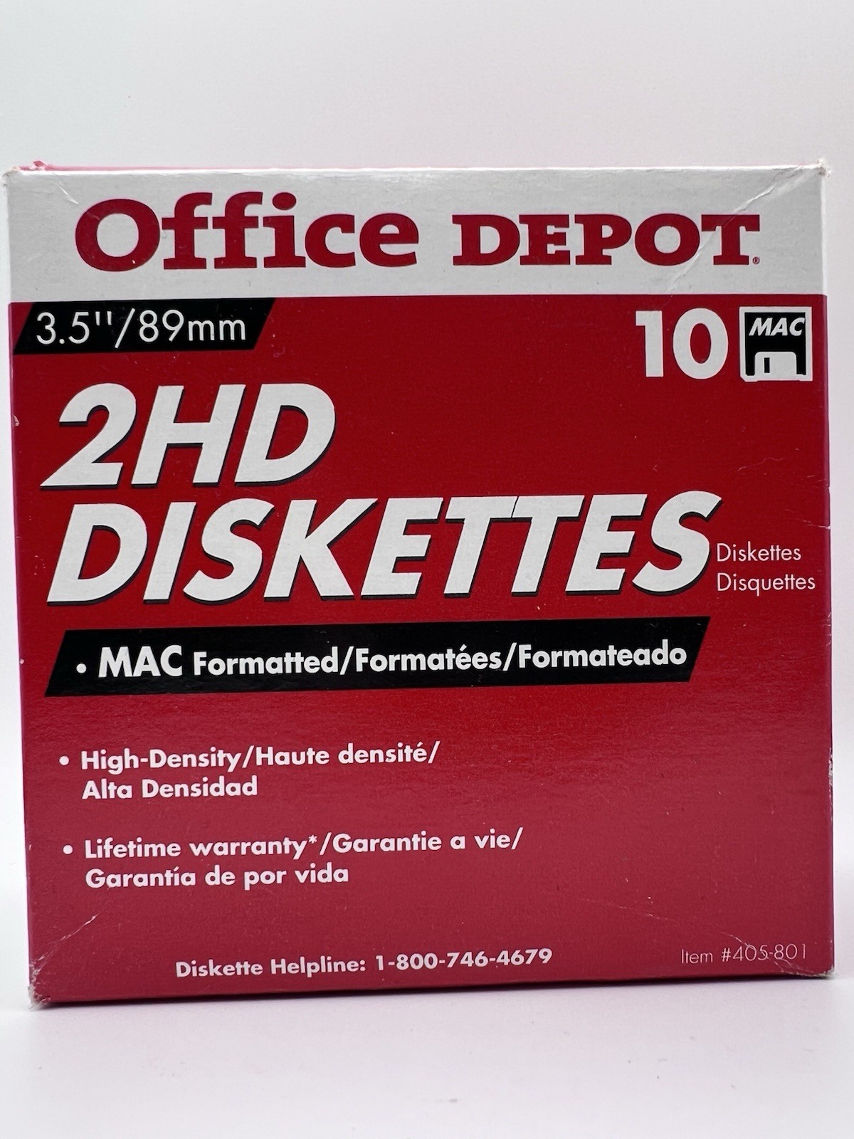 Office Depot 3.5” 2HD Floppy Disks 1.44MB Mac Formatted 10 Pack NOS Vintage