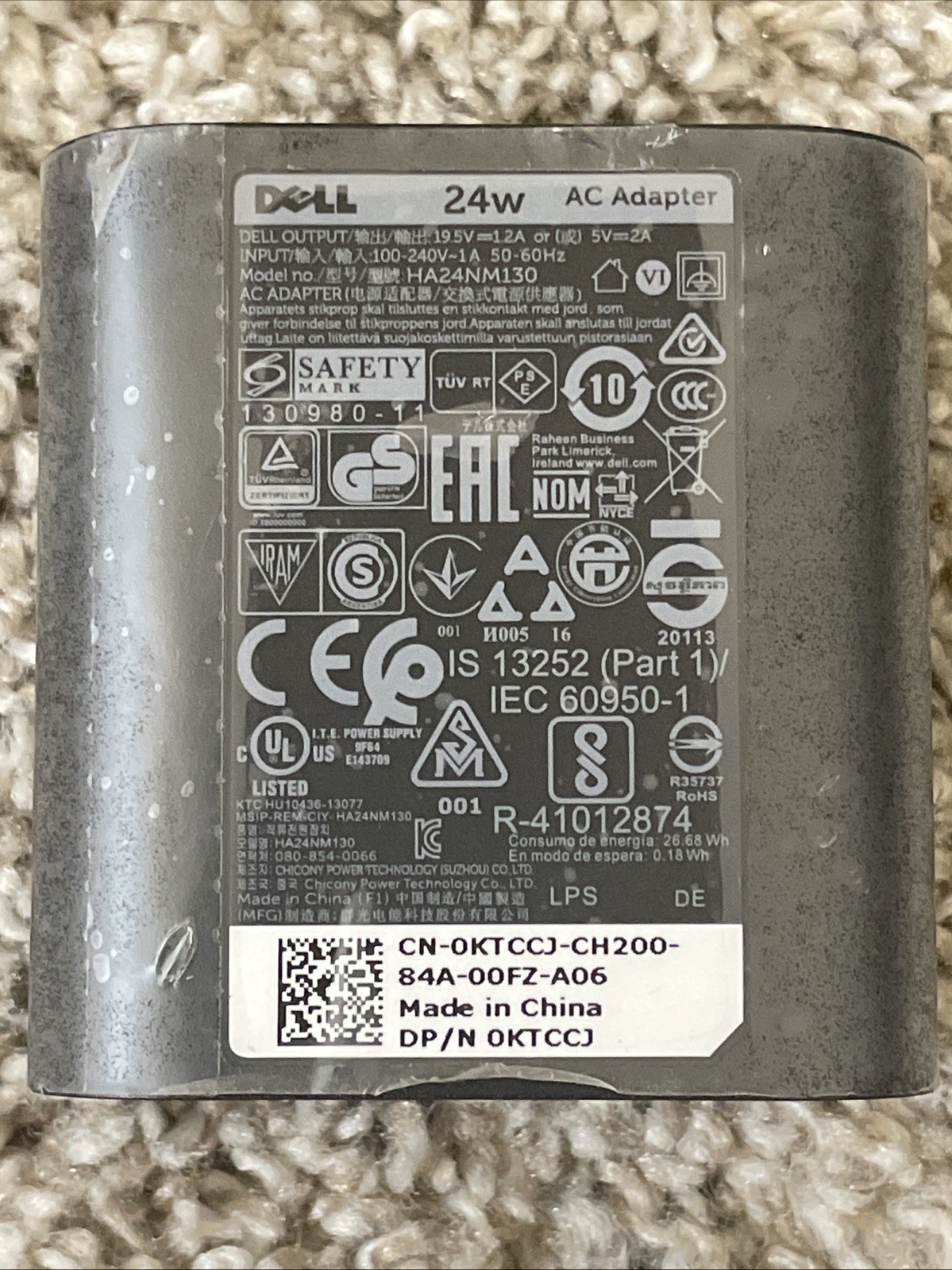 Dell 77GR6 OEM Venue 11 8 7 Pro Tablet 24W AC Power Adapter Charger - DA24NM130