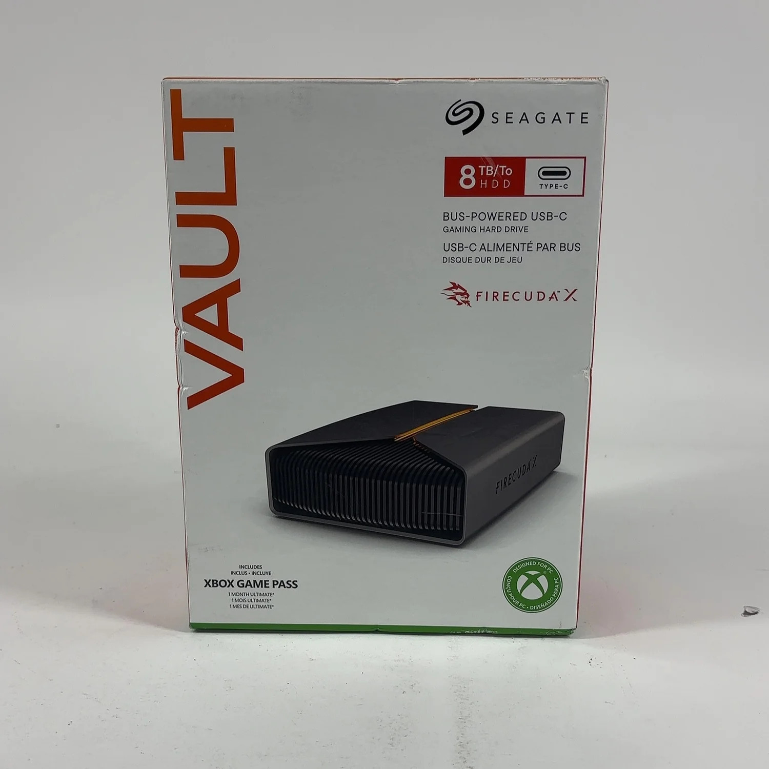 New Seagate External FireCuda X Vault 8TB USB-C to USB-A HDD 4B63P1-570