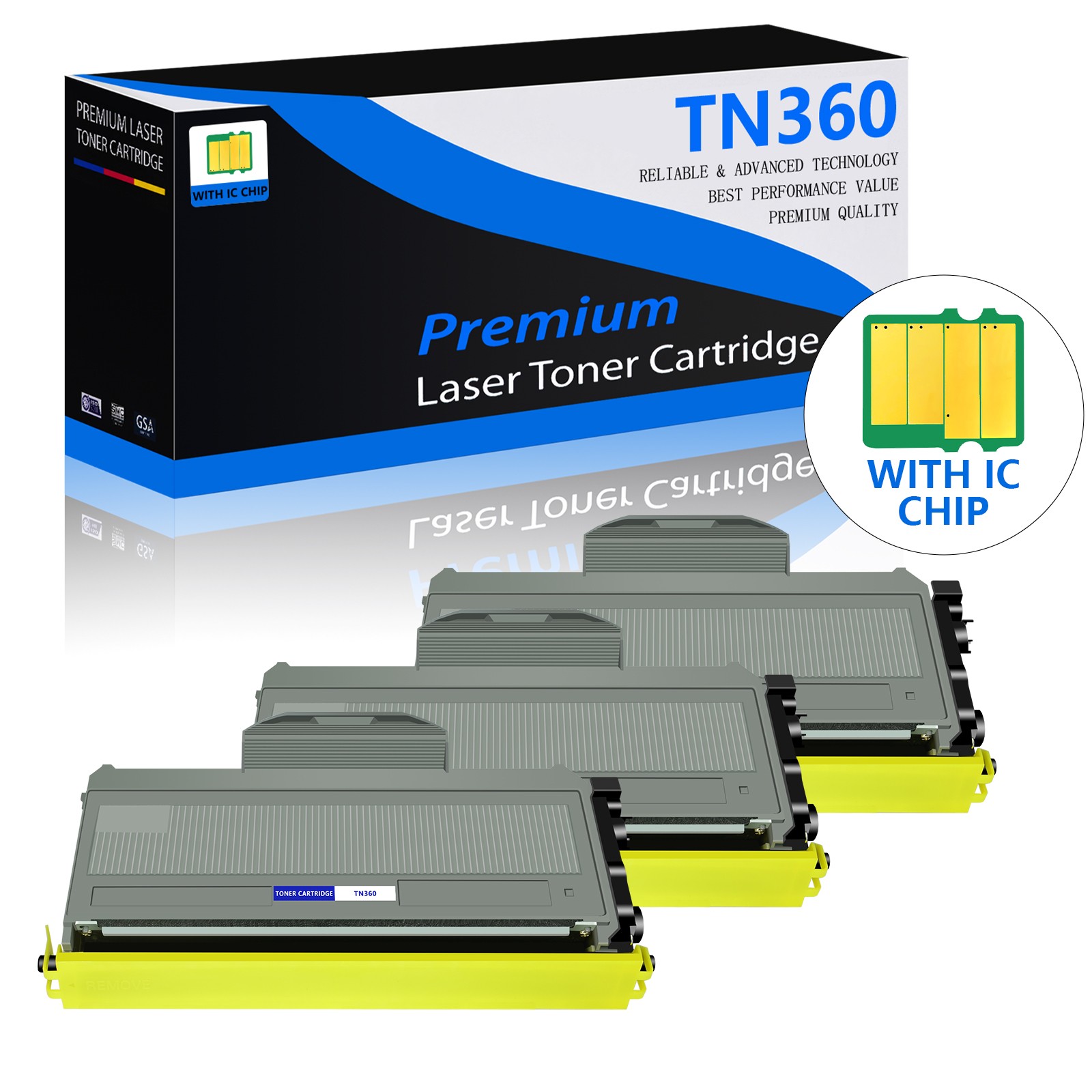 3PK TN360 TN330 Black Toner Cartridge For Brother HL-2140 HL-2170W MFC-7345DN