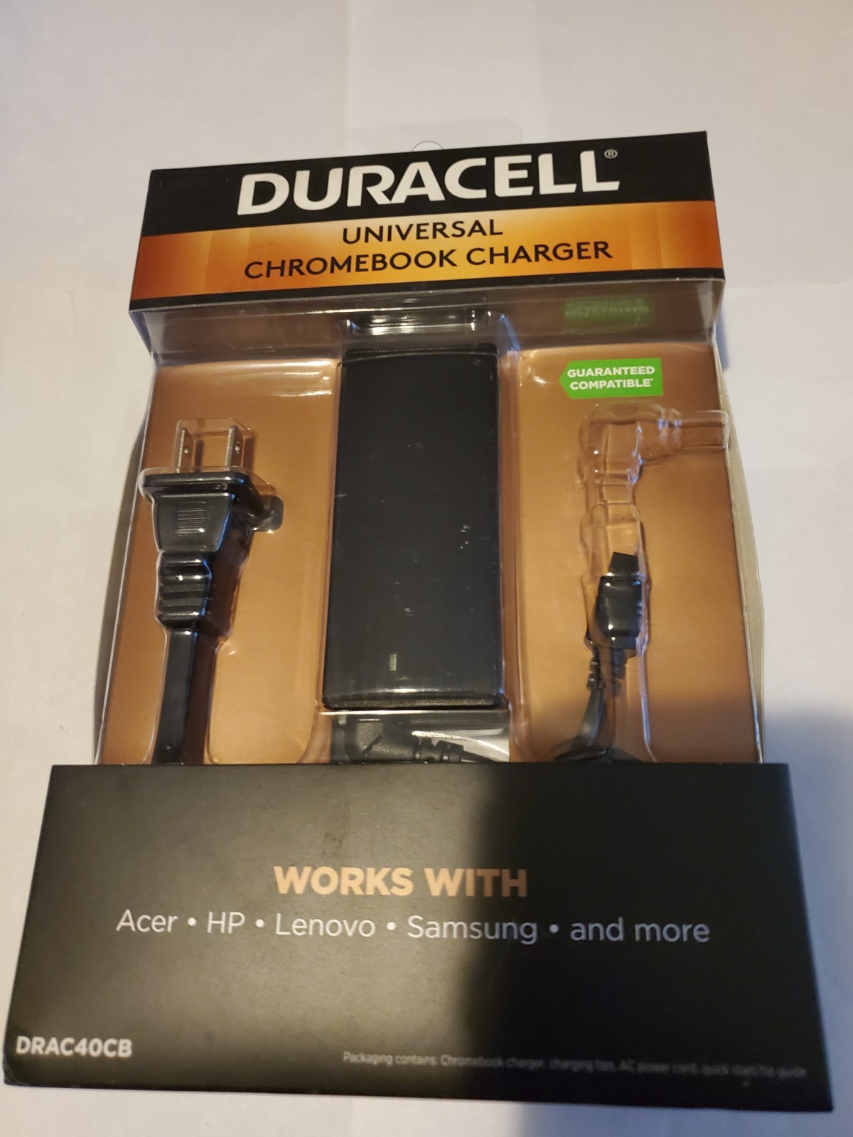 NEW DURACELL DRAC40CB UNIVERSAL CHROMEBOOK CHARGER ADAPTER 