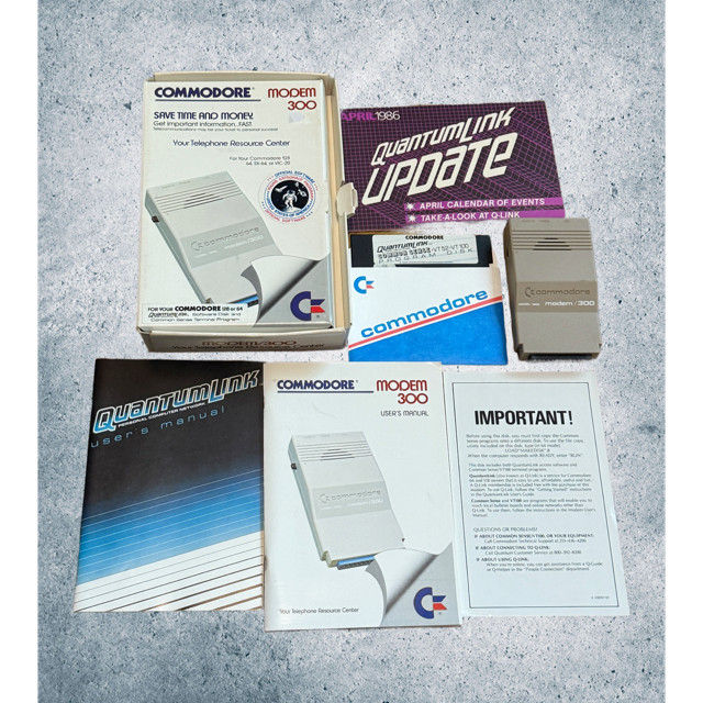 Vintage Commodore Computer Modem 300 Telephone Resource Complete Kit Set 1985
