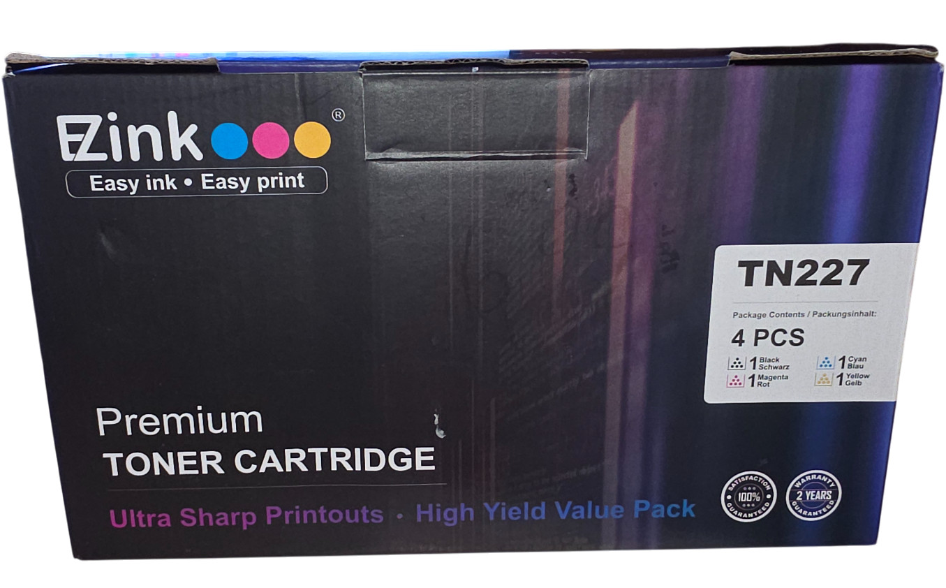 EZInk TN227 Toner Cartridge 4-Pack (Black Cyan Magenta Yellow)
