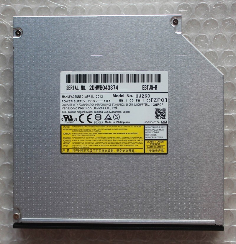 Panasonic UJ260 6x BDXL Blu-ray 8x DVD CD Burner Player 12.7 SATA Laptop Drive