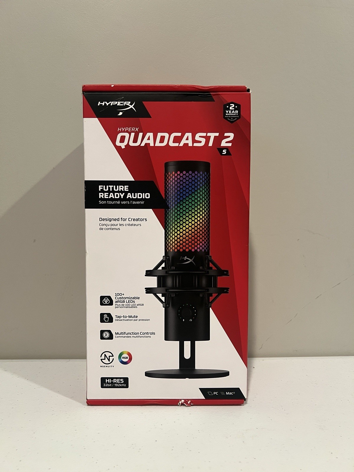 NEW HyperX QuadCast 2 S USB Microphone with RGB Lighting USB-C - Black (9A273A6)