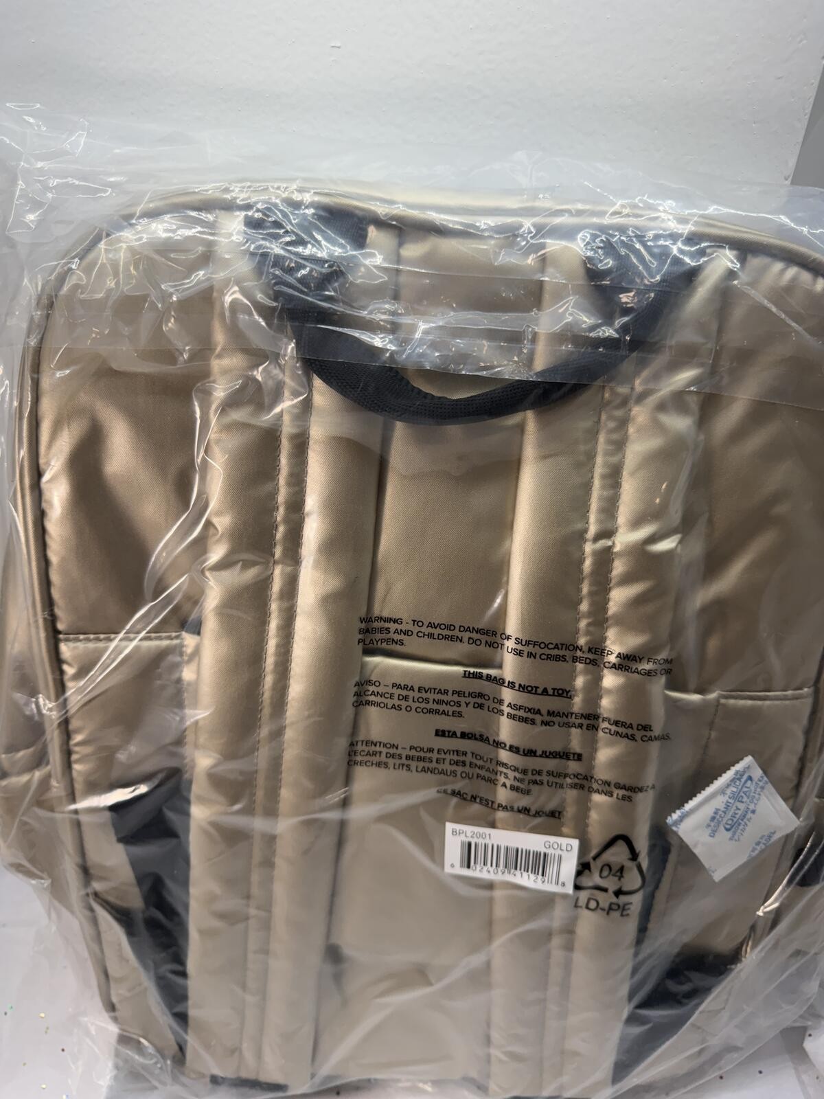 CALPAK Luka Puffer Laptop Backpack Gold Metallic Travel School Work Bag Flawless