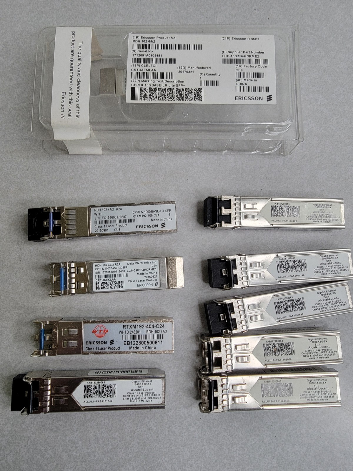 Ericsson 1000BASE-SX Transceiver Module Lot of 10 Different Models