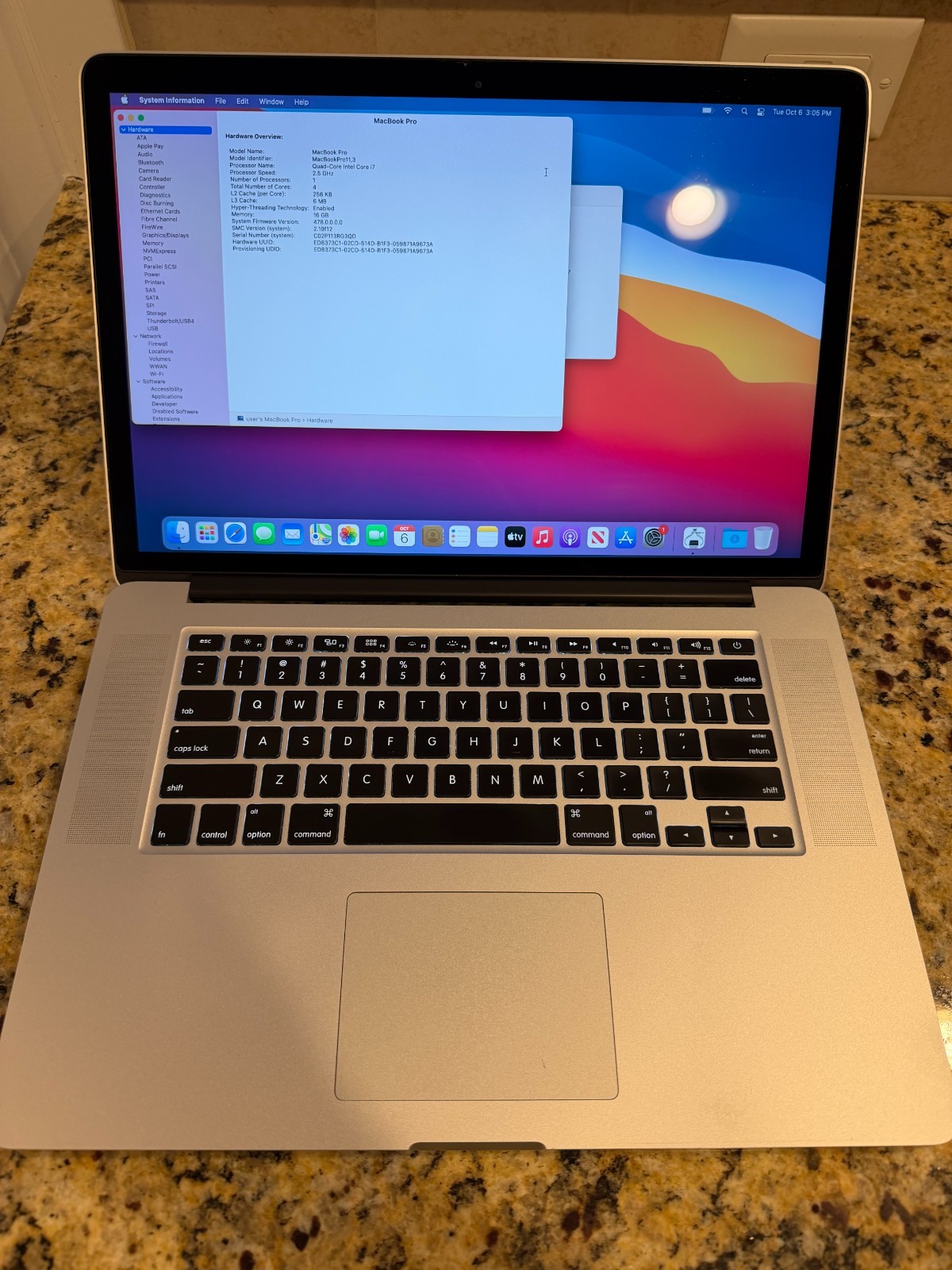 Apple MacBook Pro Retina 15in Mid 2014 i7 2.5GHz 16GB RAM Big Sur
