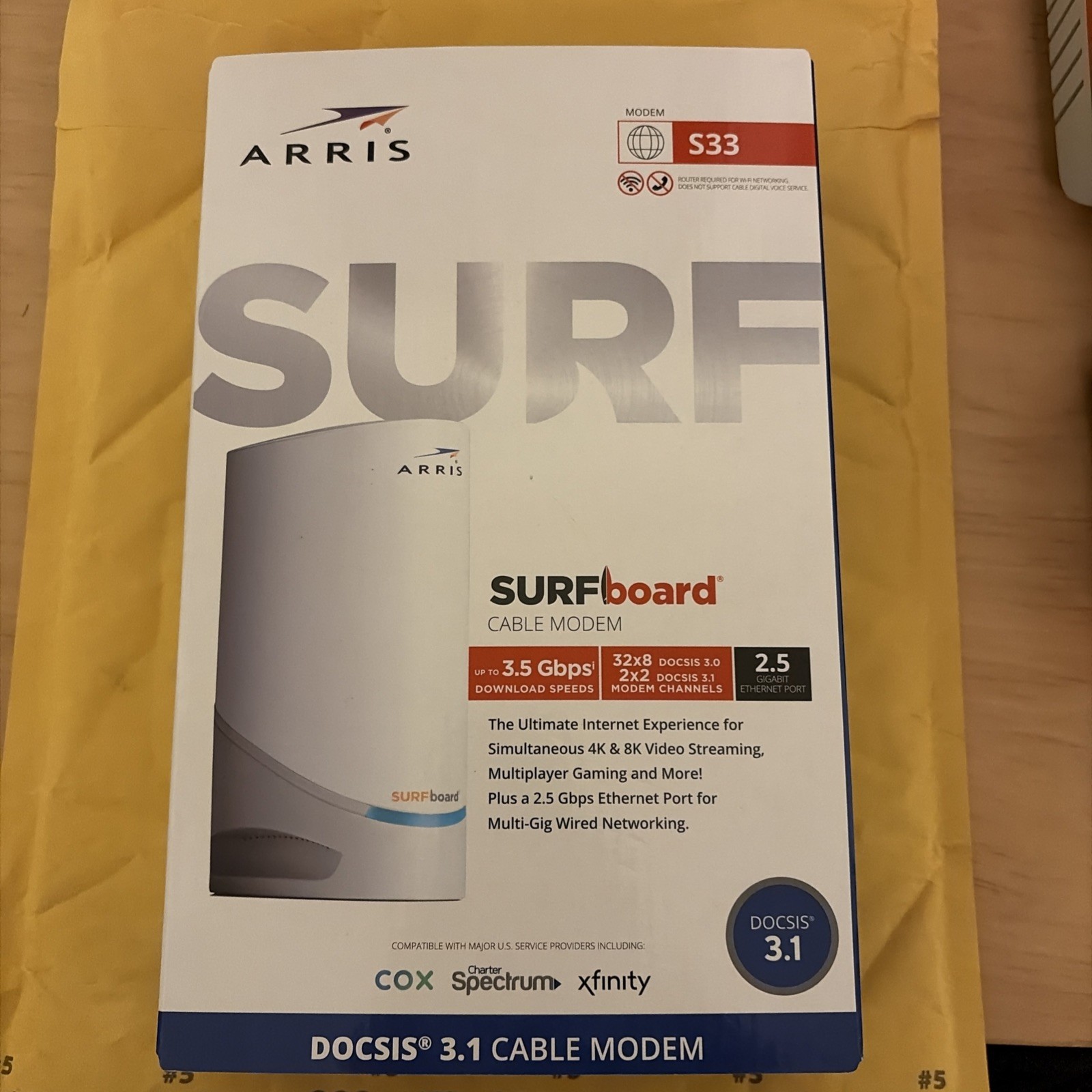 Arris Surfboard DOCSIS 3.1 3.5 Gbps Cable Modem (S33-RB)