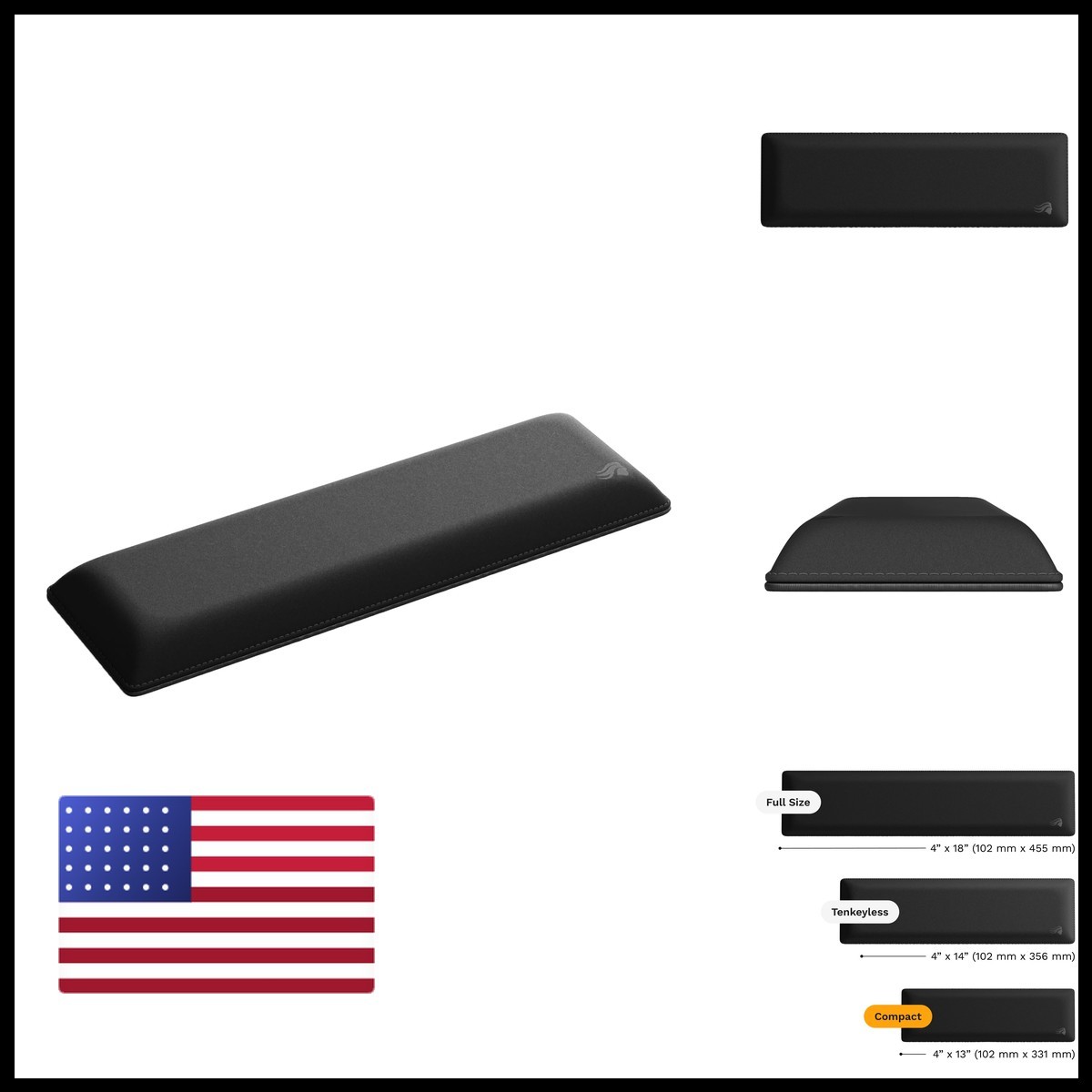 GLORIOUS Gaming Padded Keyboard Wrist Rest (compact, 1" Thick) - Anti-Fray