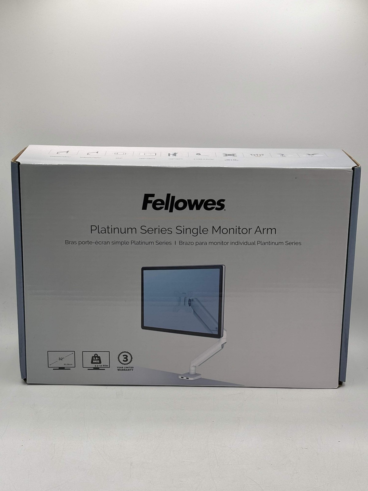 Fellowes Platinum Series Single Monitor Arm for 32-Inch Monitors