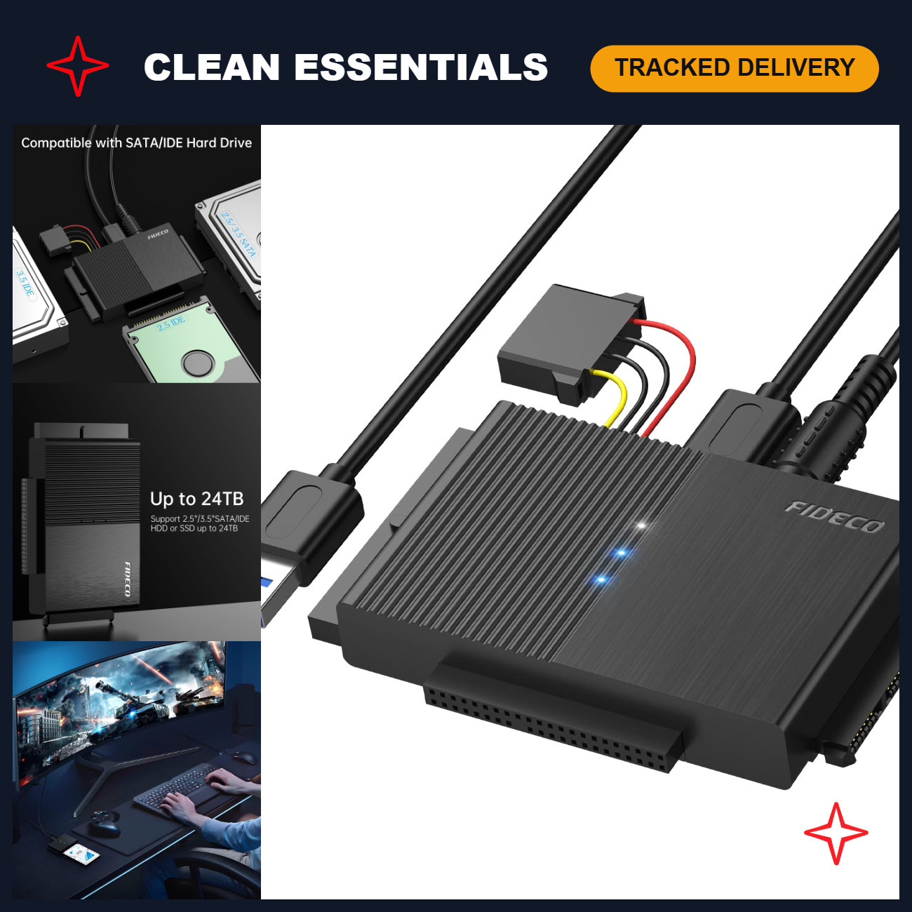 USB 3.0 SATA IDE Adapter for 2.5"/3.5" Hard Drive - Fast Data Transfer, Easy Set