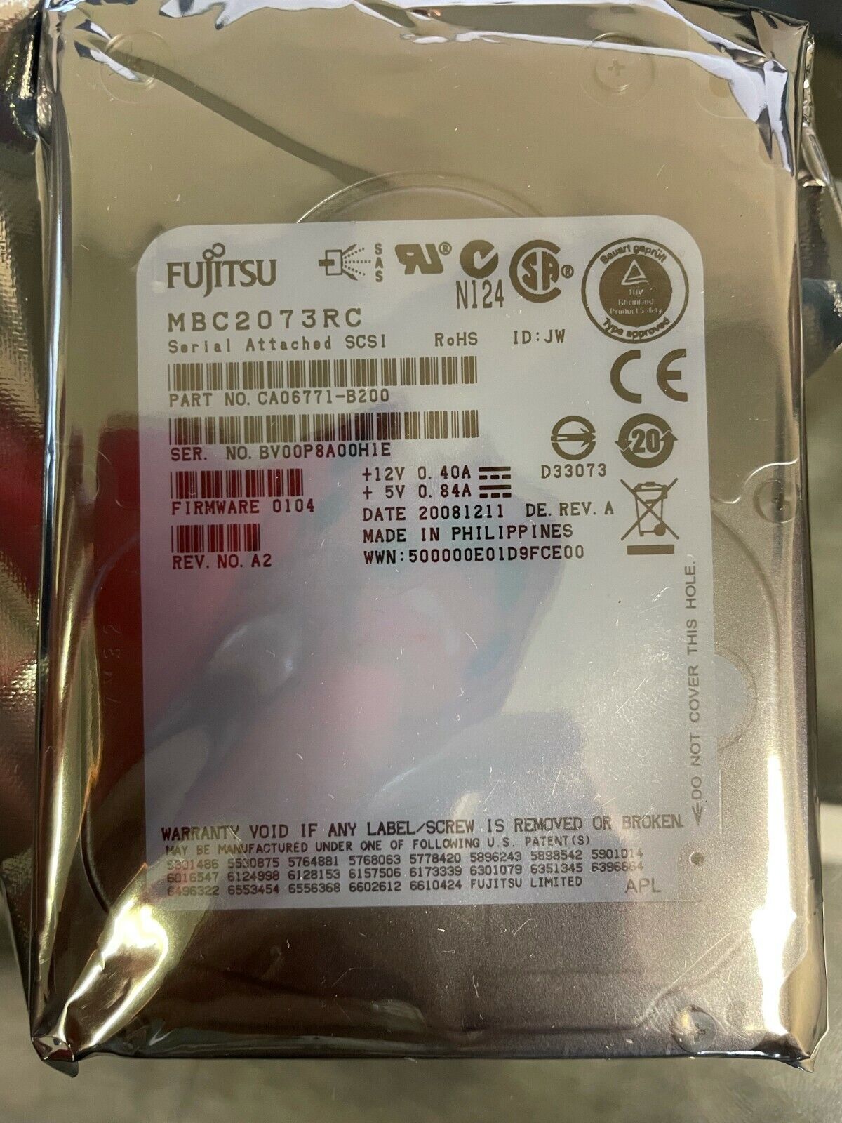 Fujitsu MBC2073RC 73gb 15k SAS 3Gb/s 2.5\