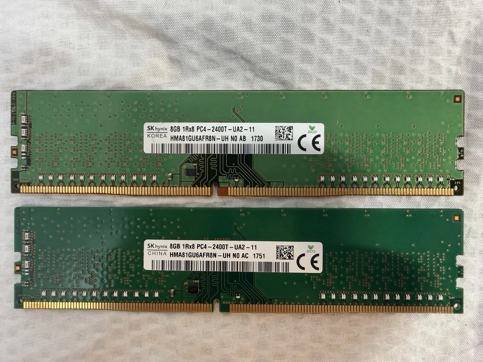 SK Hynix 16GB (2X8GB) 1RX8 PC4-2400T-UA2-11 HMA81GU6AFR8N-UH DDR4 RAM