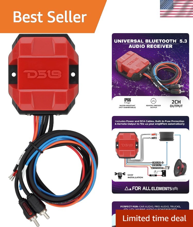 BTC-Five Bluetooth 5.3 Audio Receiver for Car, Marine & Powersports – Wireles...