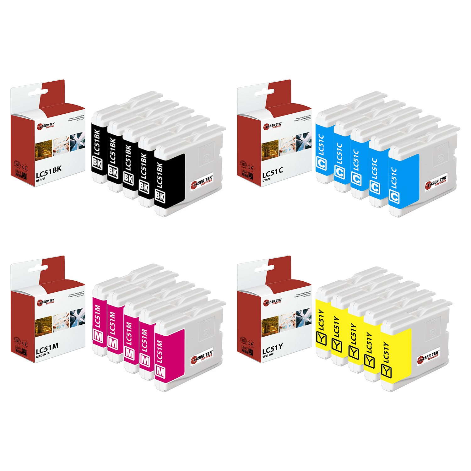 20Pk LTS LC-51 BCMY Compatible for Brother MFC230C 240C, DCP130c Ink Cartridge