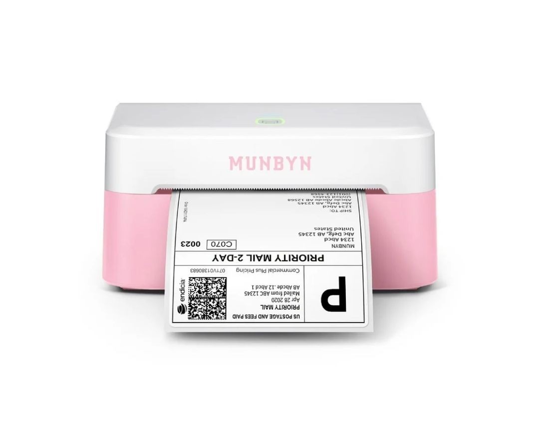 MUNBYN RW403B Bluetooth Thermal Label Printer, Pink