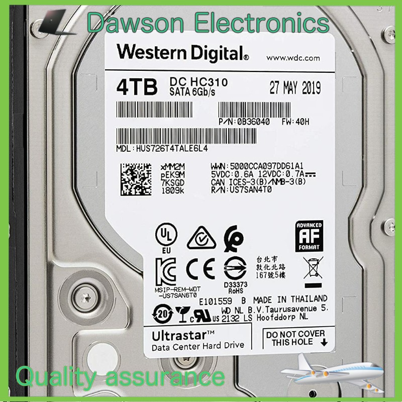 HUS726T4TALE6L4 NEW WD Ultrastar DC HC310 4TB HDD 3.5" 7200RPM SATA 256MB Cache