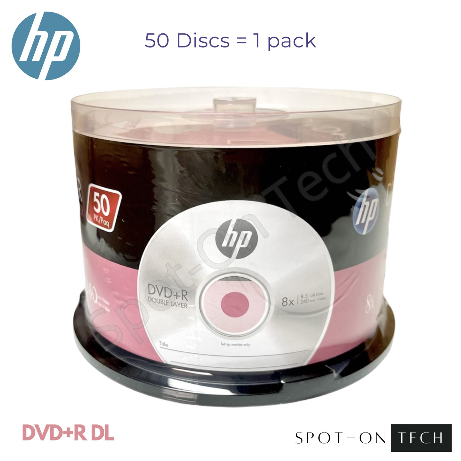 50 HP DVD DVD+R DL 8x Dual Double Layer Logo 8.5GB  - Same Day Ship