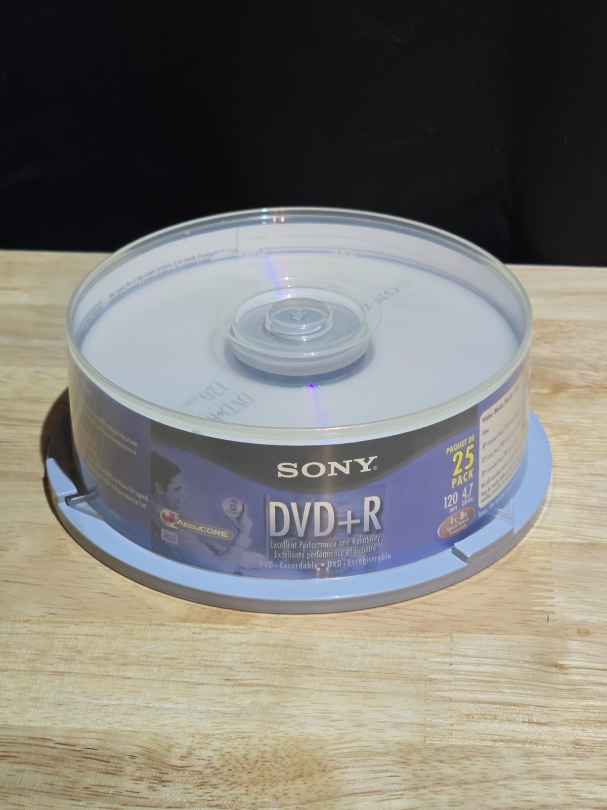 Sony DVD+R 25‑Pack – 4.7GB / 120min / 1‑8X AccuCORE – Brand New Sealed Discs