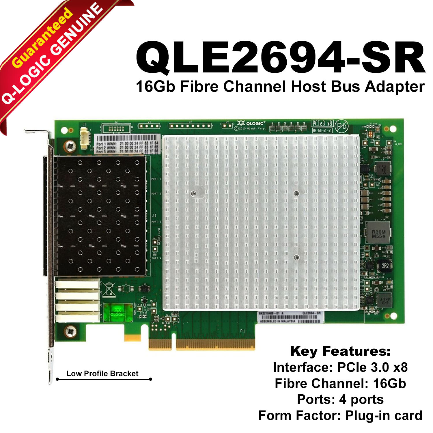 U85032 QLogic QLE2694SR 16Gb Quad Port FC PCIe Gen3 x16 HBA Card High Pe G1N