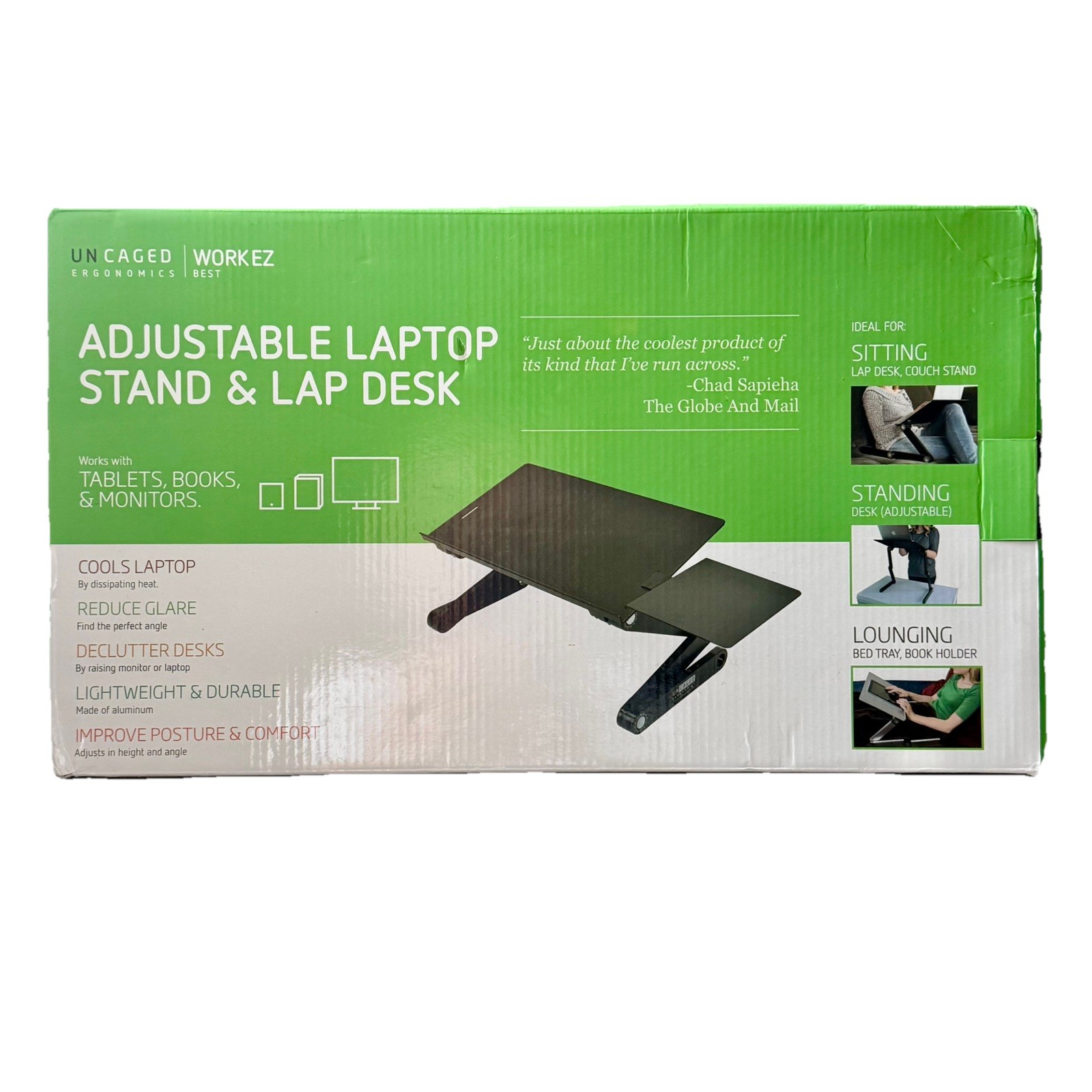 UNCAGED ERGONOMICS WORK EZ ADJUSTABLE LAPTOP STAND & LAP DESK