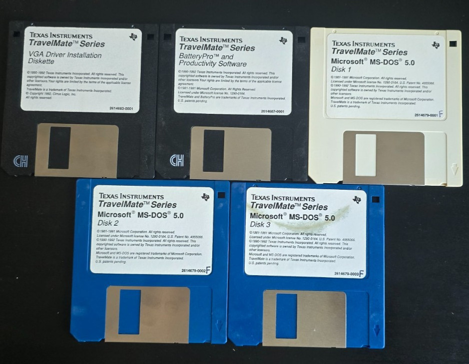Texas Instruments TravelMate VGA Driver + Battery Pro + 3 MS-DOS Disk