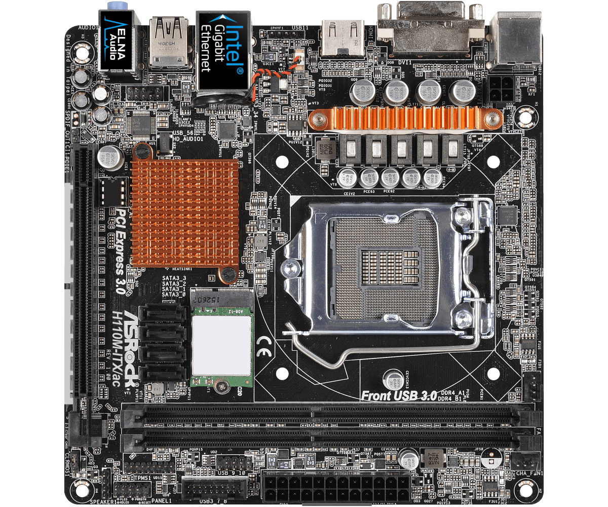 For ASROCK H110M-ITX/AC Motherboard LGA1151 2*DDR4 32G DVI+HDMI M-ITX Tested ok
