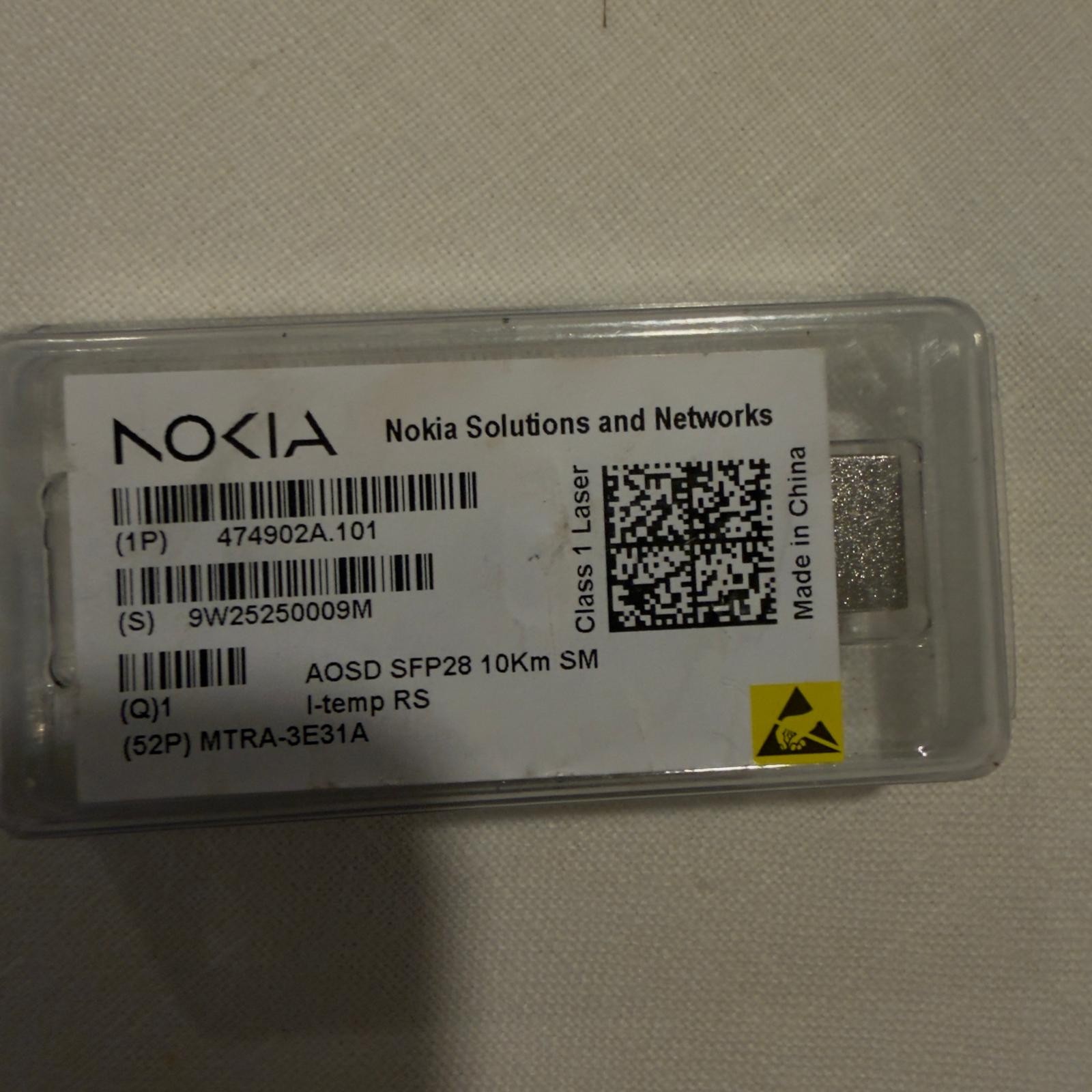 AOSD NOKIA SFP28 10Km SM I-TEMP RS 474902A.101 RTXM330-201-C39C SEALED