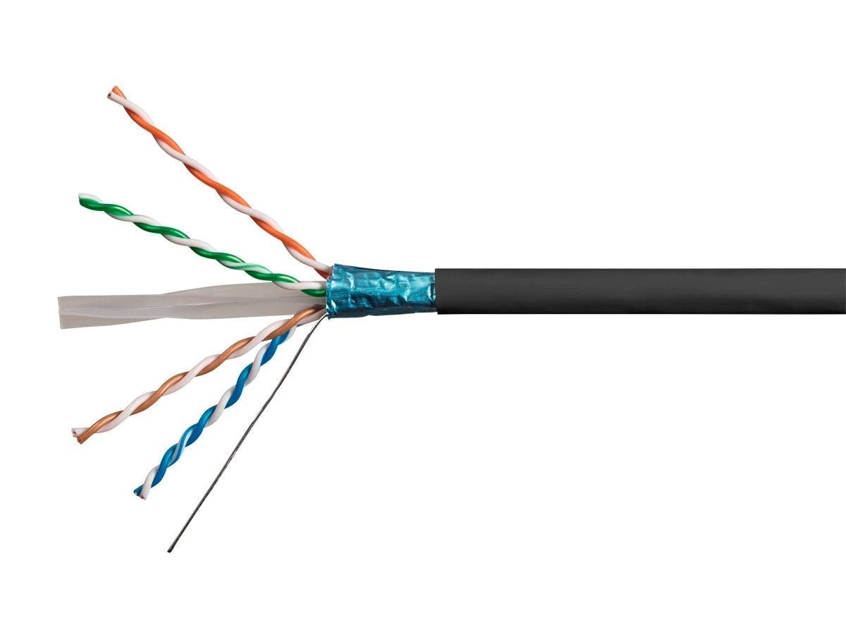 Open Box Monoprice Cat6A 500ft F/UTP Shielded CMR Bulk Cable Black 135-03-04-B