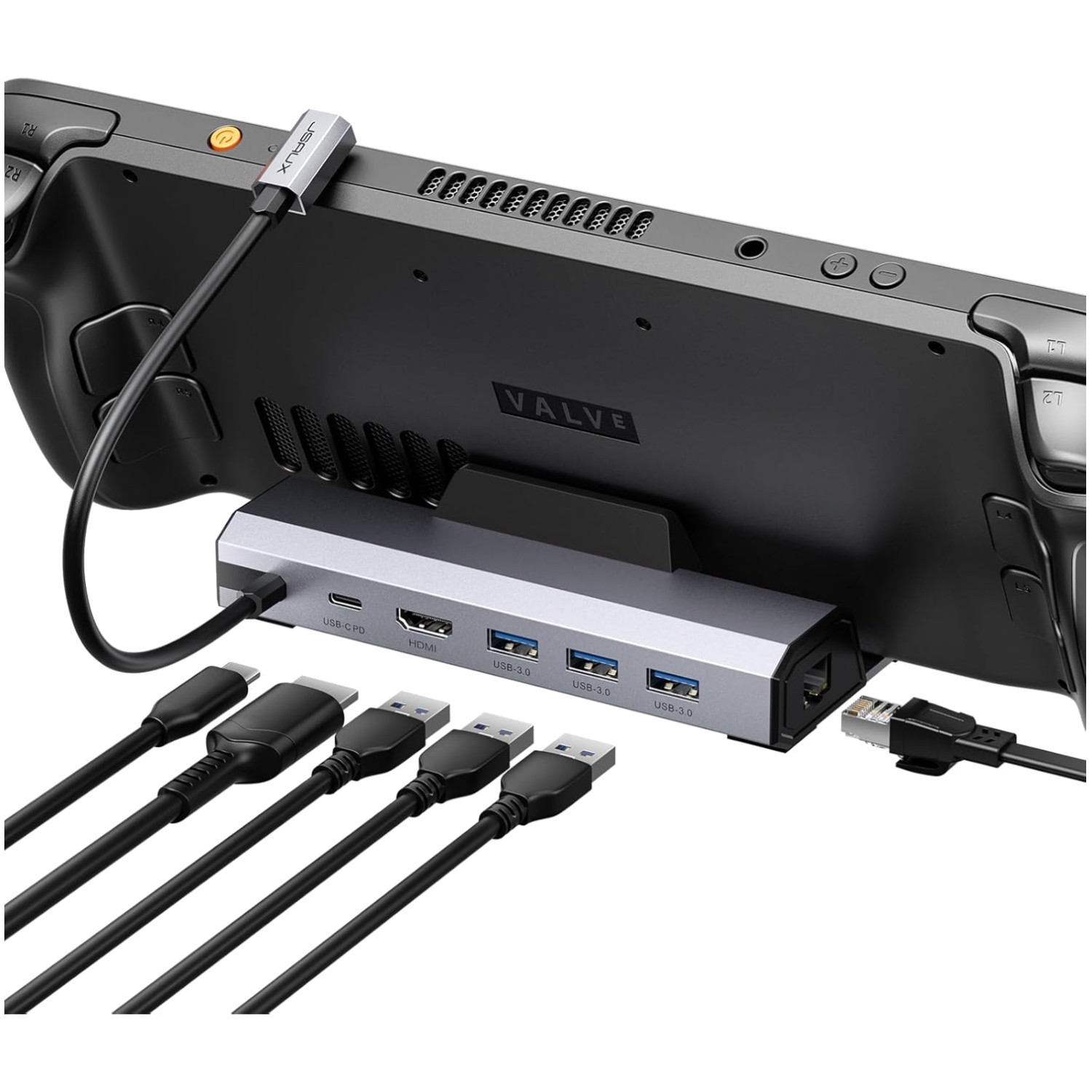 Compact 6-in-1 Docking Station: 4K HDMI, 100W Charging & USB Ports for Gamers