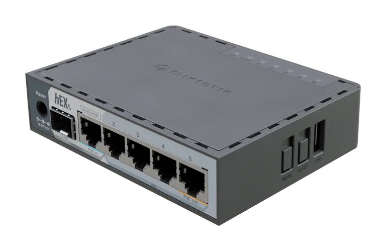 MIKROTIK E60iUGS hEX S Wired Router 5x Gigabit 2.5G SFP PoE USB 3.0