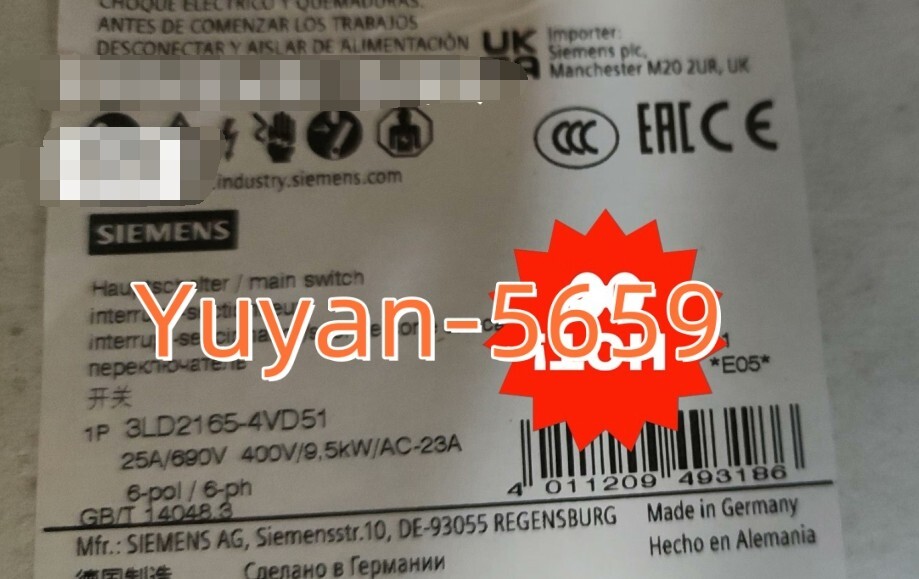 1 PC NEW 3LD2165-4VD51 Disconnector Switch Via DHL or FedEX