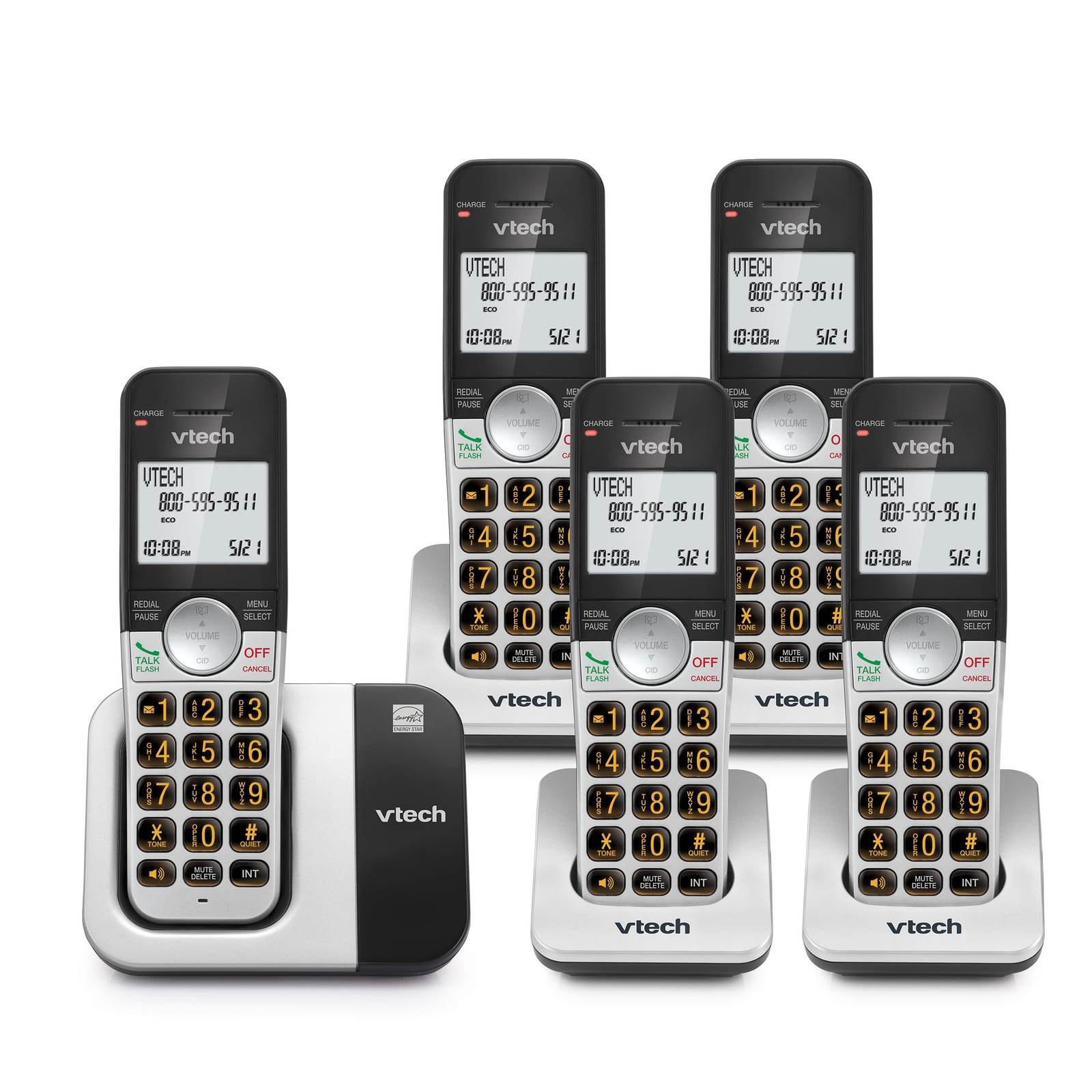 Cordless Phone DECT 6.0 5 Handset Caller ID Large Display VTech VG231-5 Sound