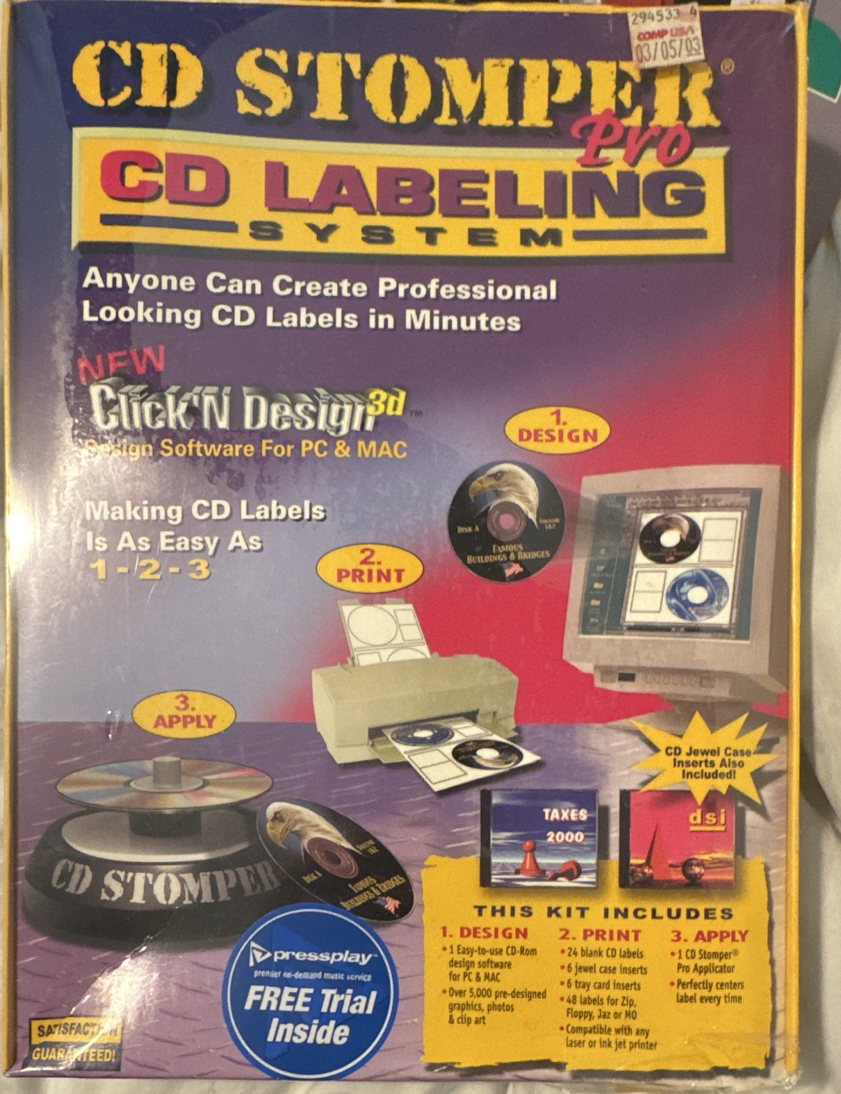 CD Stomper Pro CD Labeling System Click ’N Design 3D PC/Mac CD English