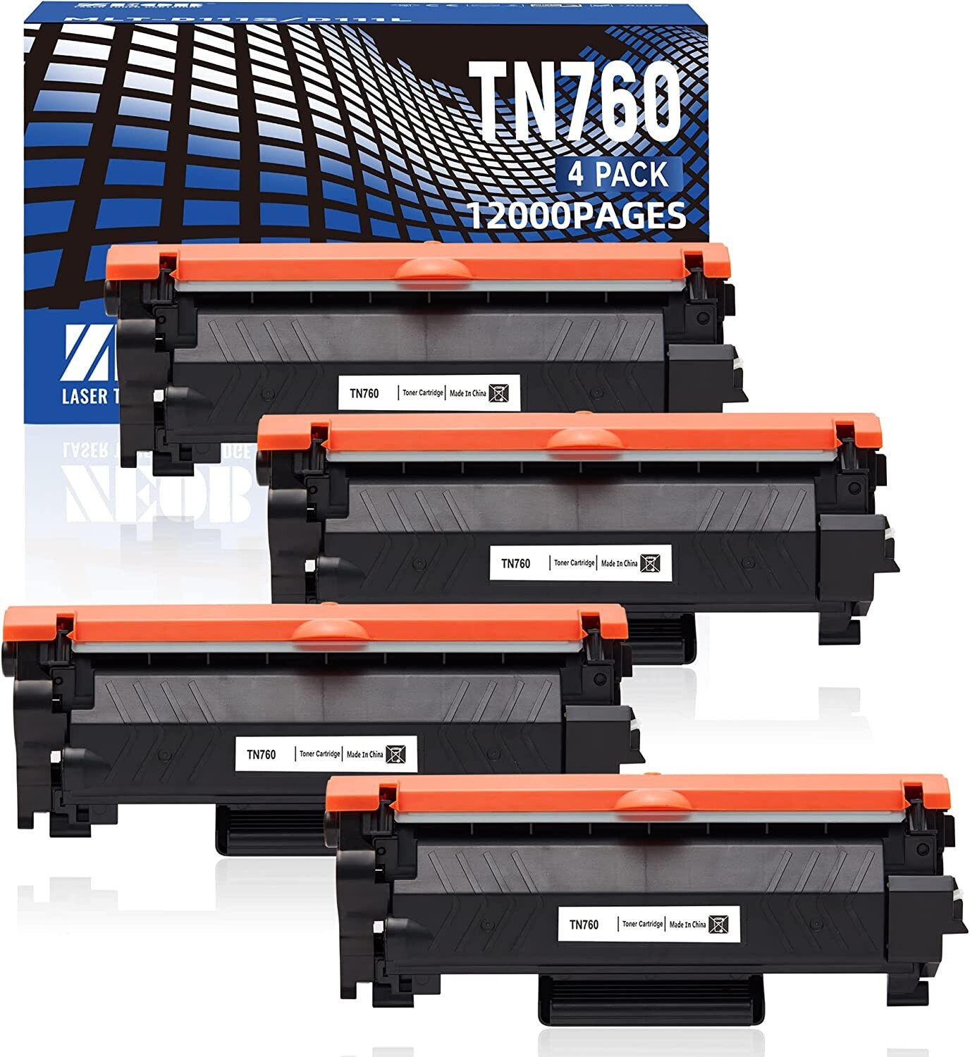 PREMIUM COMPATIBLE BROTHER TN-760 (TN760) BLACK LASER TONER CARTRIDGE PACK OF 4