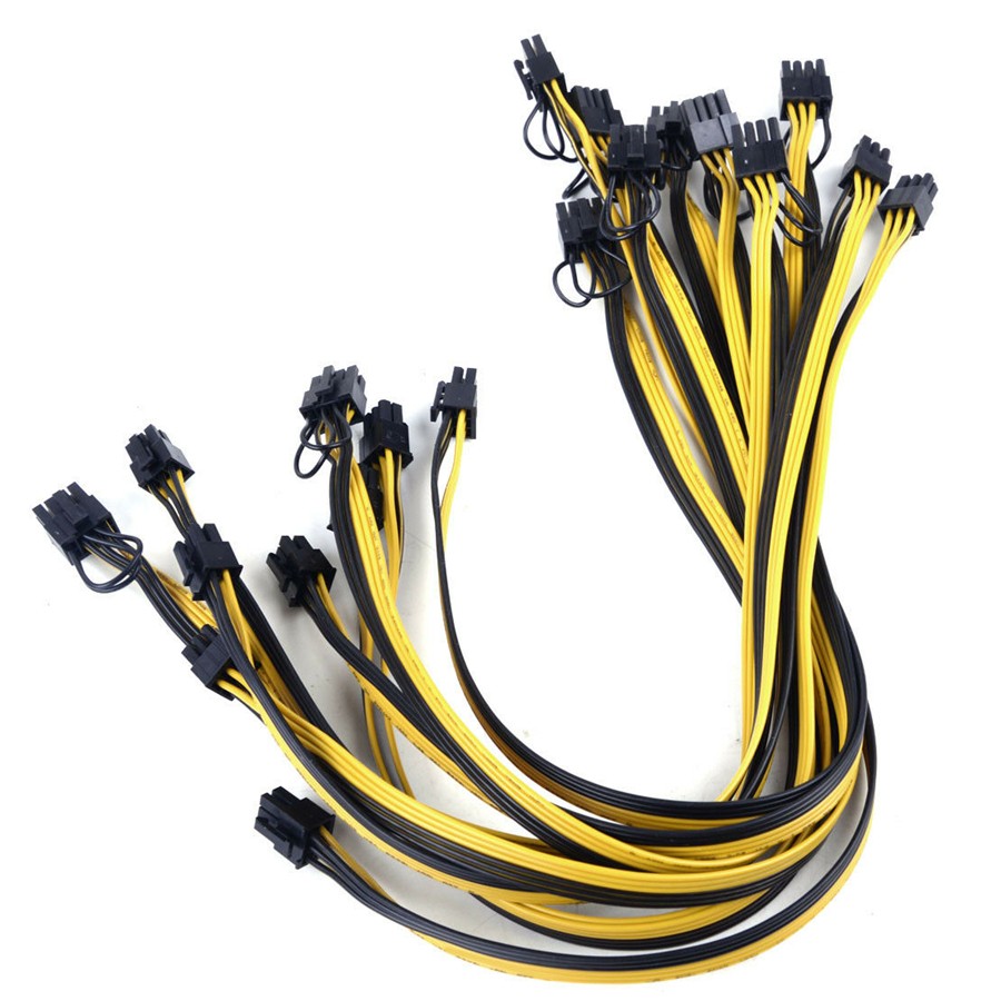 10pcs 6pin to 8Pin (6+2Pin) PCI-E Breakout Cable 18AWG Mining Graphics Card Cord