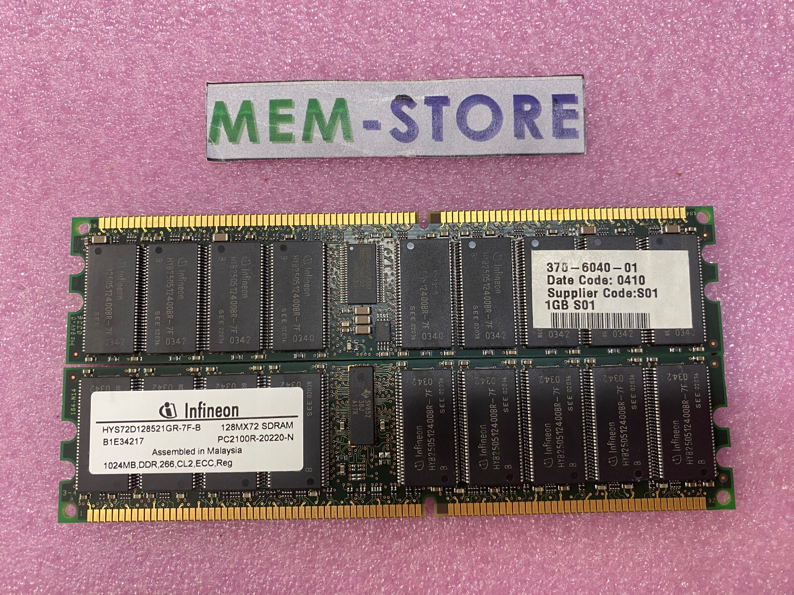 Sun Microsystems 370-6040-01 1GB DDR 266 CL2 ECC Reg PC2100R SDRAM Memory tested