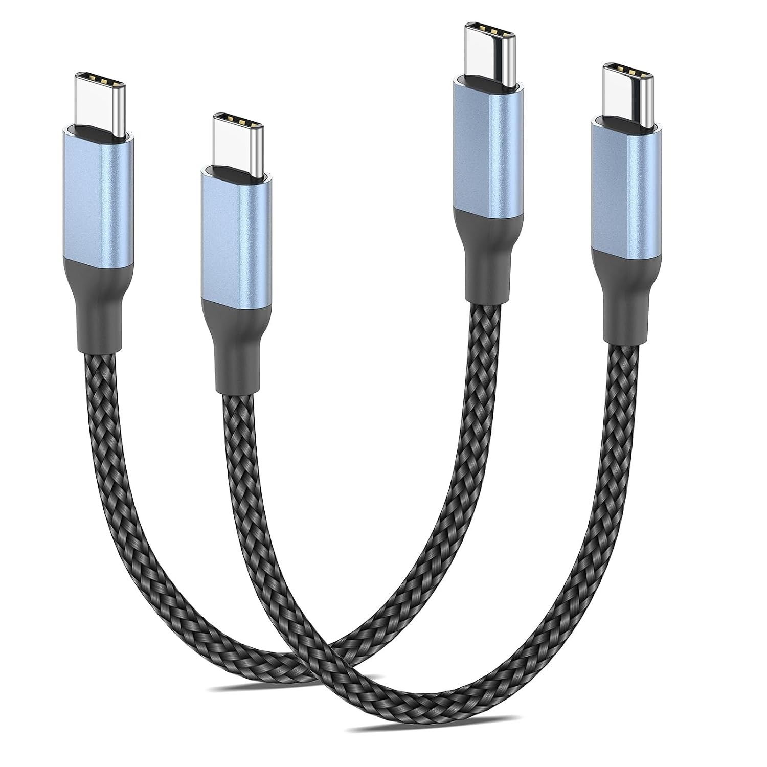 1 Foot USB C to USB C Cable, 2Pack Braided USB-C to USB-C Cable 1ft Fast Chargin
