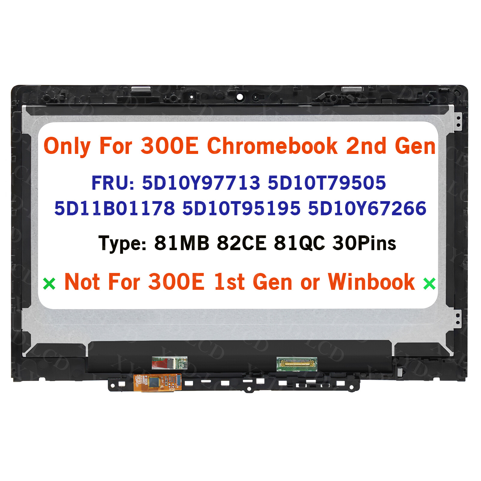 5D10Y97713 Touch Screen For Lenovo 300E Chromebook 2nd Gen AST 82CE w/ Bezel HD.