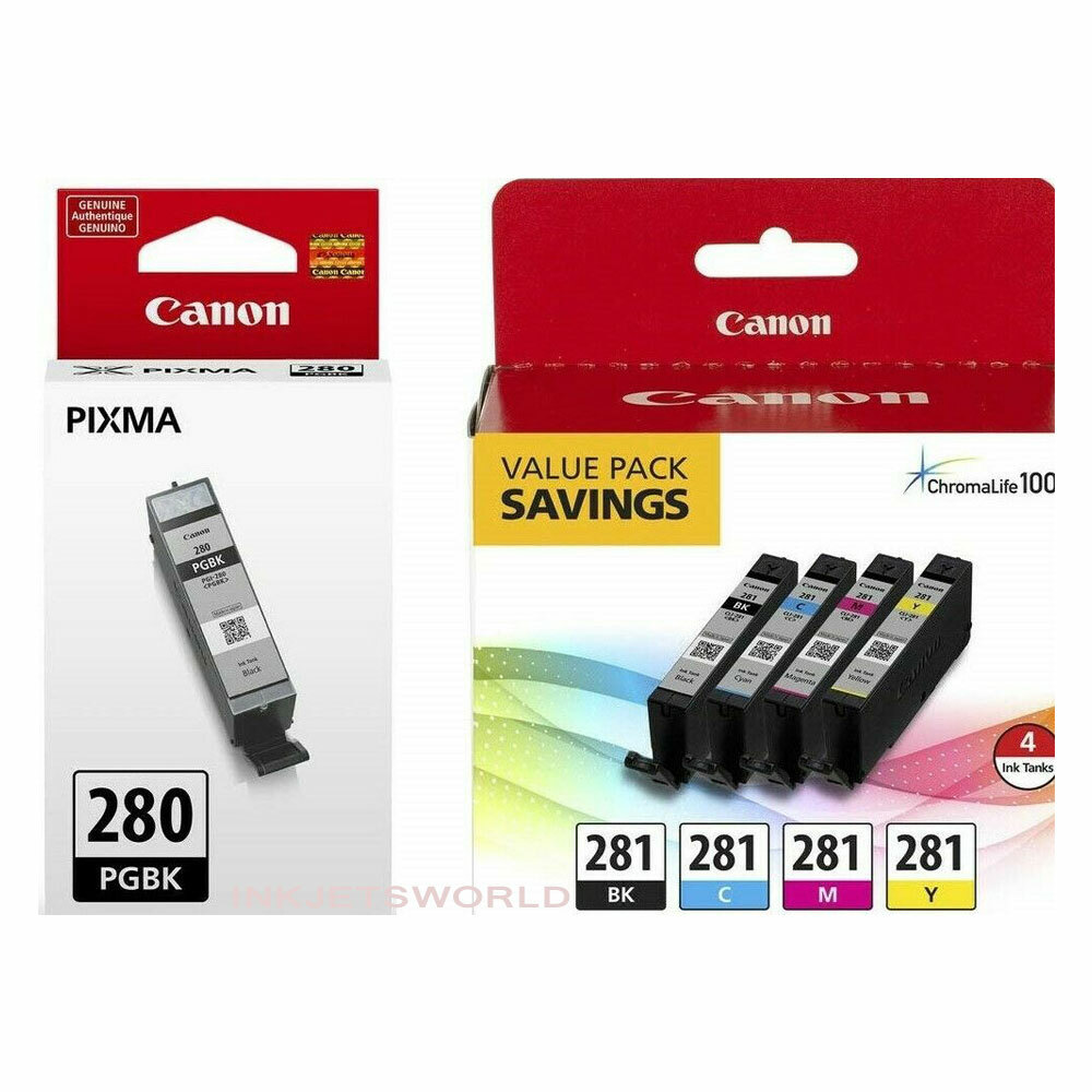 Genuine Canon 280 281 Ink 5-Pack Setup Ink Cartridges Full Set No Box