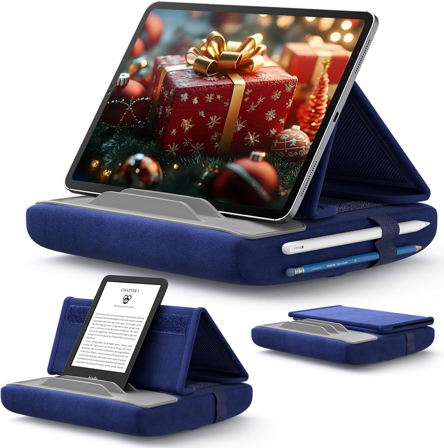 Tablet Pillow Stand for Bed, Tablet Holder for Ipad, 4-11", Navy Blue