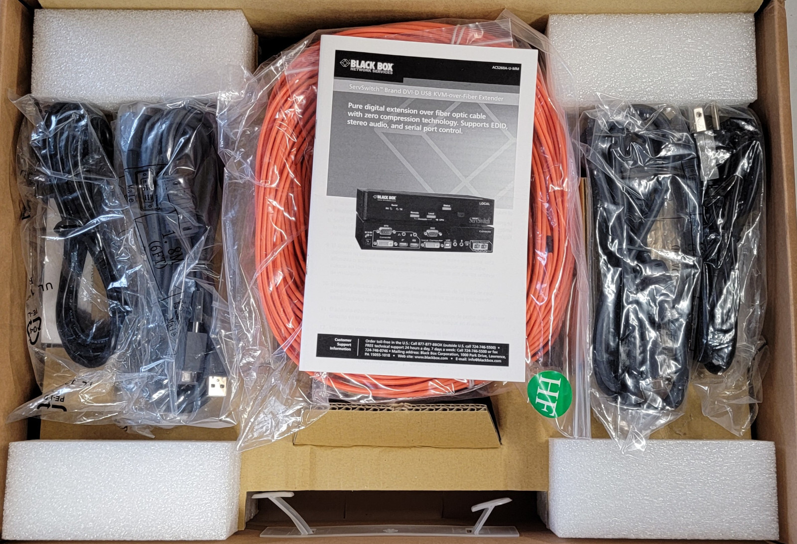 Black Box ACS260A-U-MM ServSwitch DVI-D USB KVM Over Fiber Extender New
