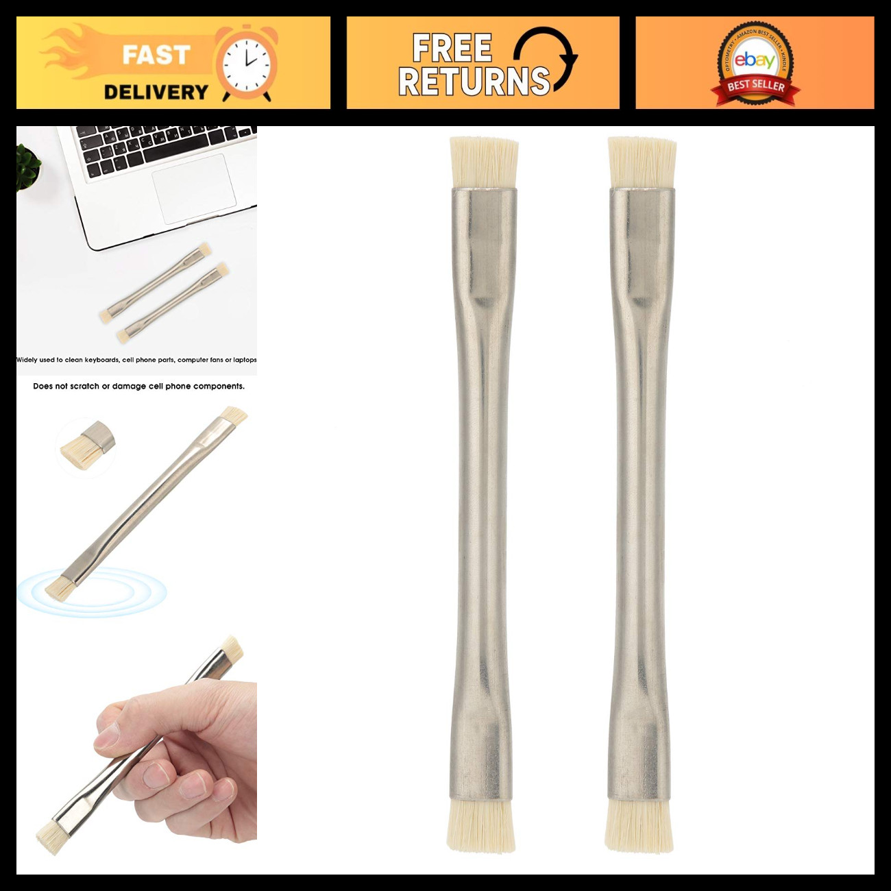 Anti-Static Brush Set - 2pcs ESD Cleaning Tools for Motherboards, Keyboards & Fa