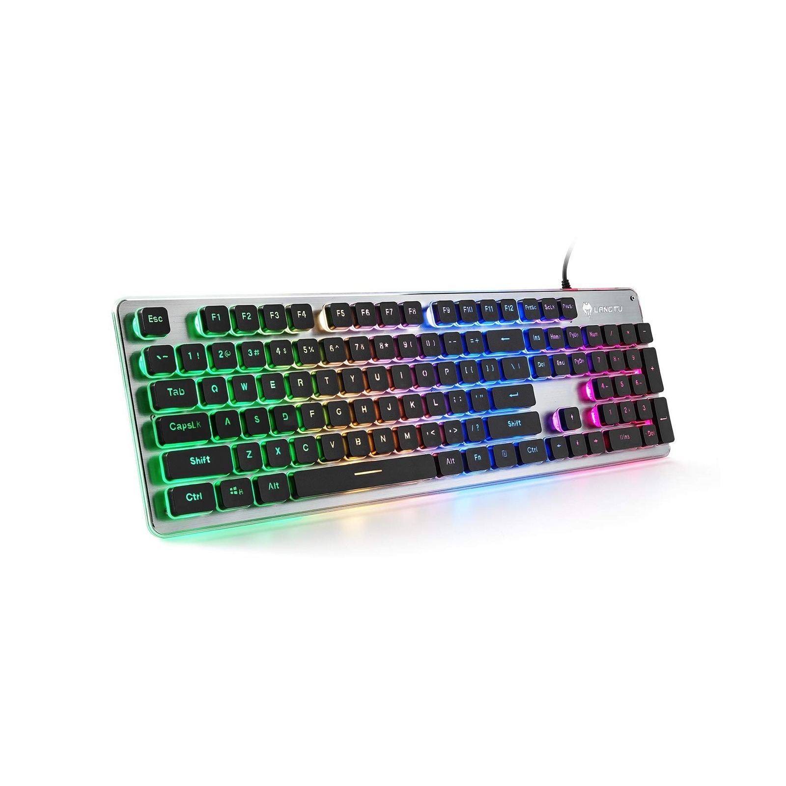LANGTU Membrane Gaming Keyboard, Colorful LED Backlit Quiet Keyboard for Stud...