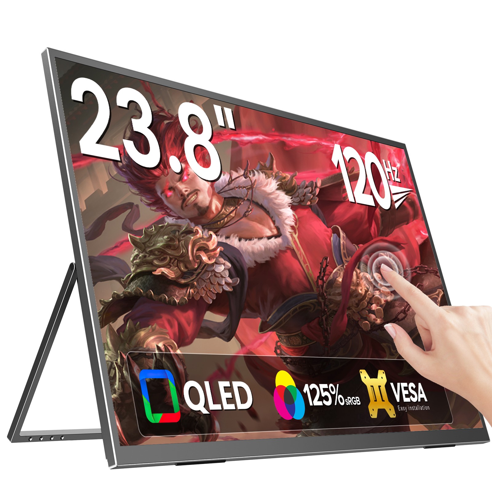 Touchscreen 23.8 Inch FHD 120Hz Portable Monitor Display with Kickstand & VESA