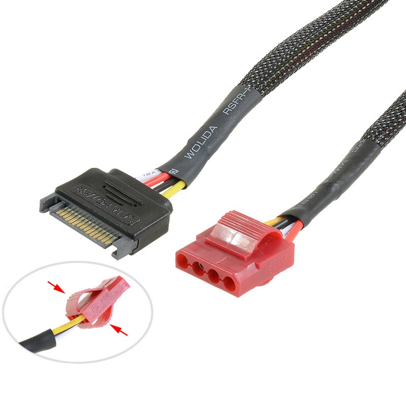 SATA Power Splitter Cable 15Pin Male to Female 1 to 2 Y Cable PC HDD SSD 0.2m