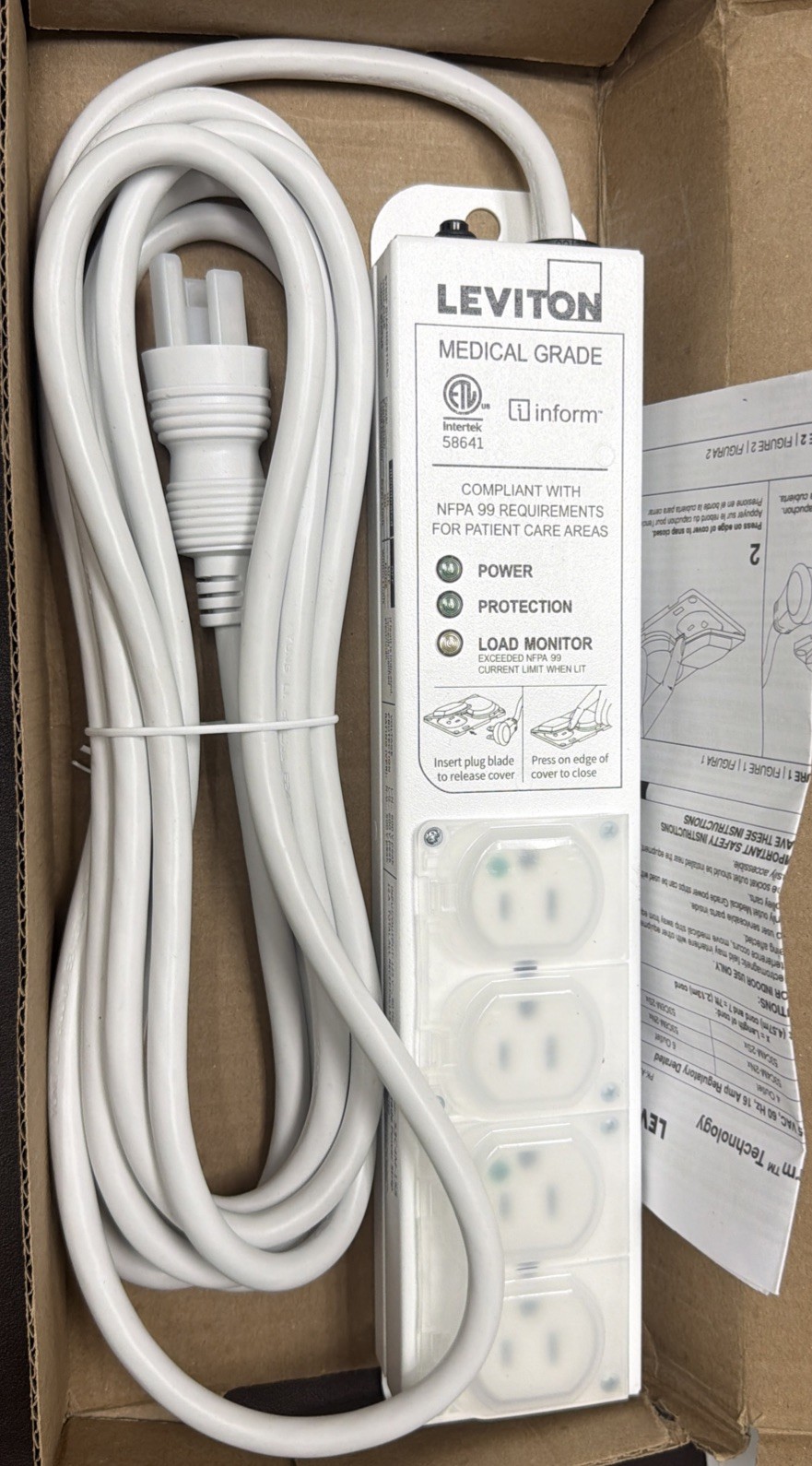 Leviton 5304M-1S5 Medical Grade Surge Protective Power Strip 15-Amp, 125-volt